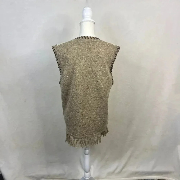Vintage Westbound Women's Large Beige Fringed Edge Wool Blend Sweater Vest - Picture 6 of 7